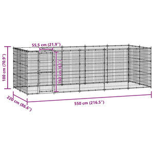 Gabbia per Cani da Esterno in Acciaio Zincato con Tetto 12,1 m² 3082304