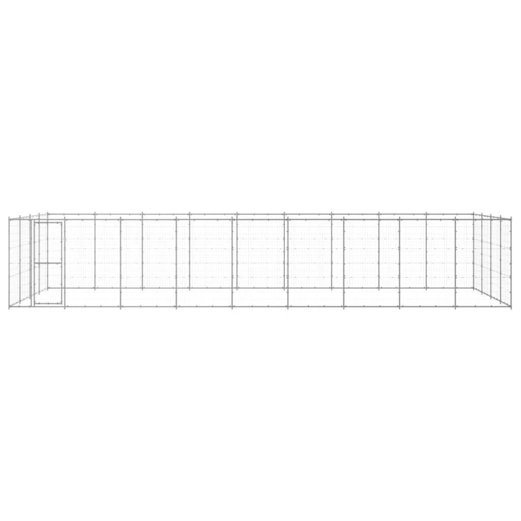 Cuccia da esterno gabbia recinto per animali box esterno per cani in acciaio zincato 43,56 m² 02_0000423