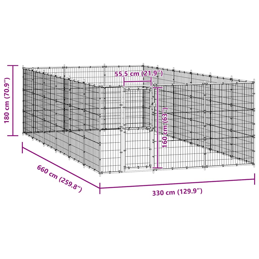 Gabbia per Cani da Esterno in Acciaio 21,78 m² 3082323