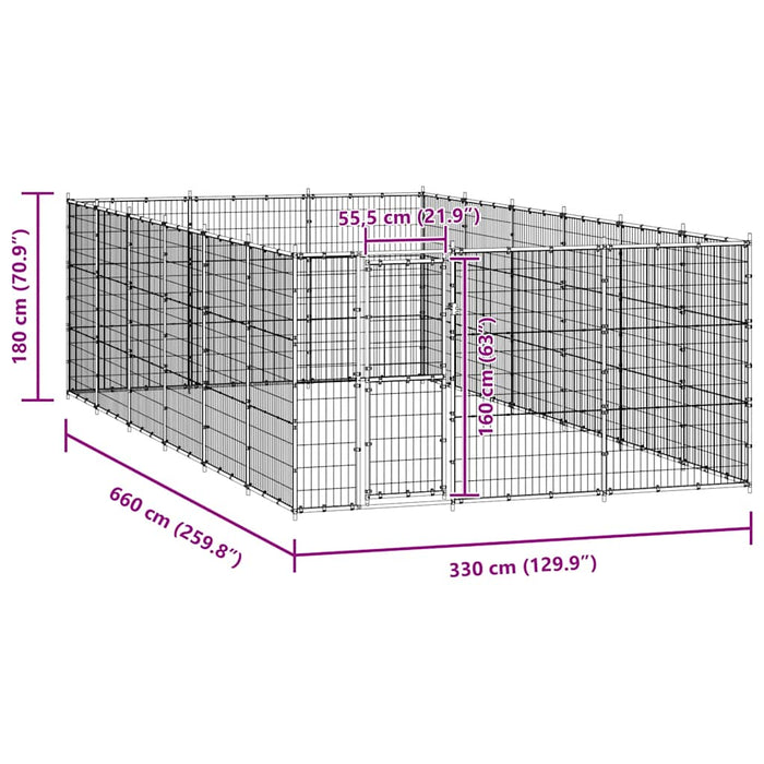 Gabbia per Cani da Esterno in Acciaio 21,78 m² 3082323