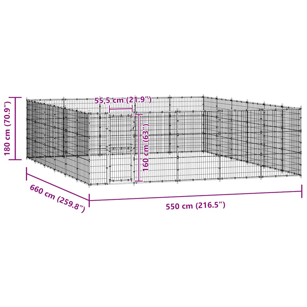 Gabbia per Cani da Esterno in Acciaio 36,3 m² 3082324