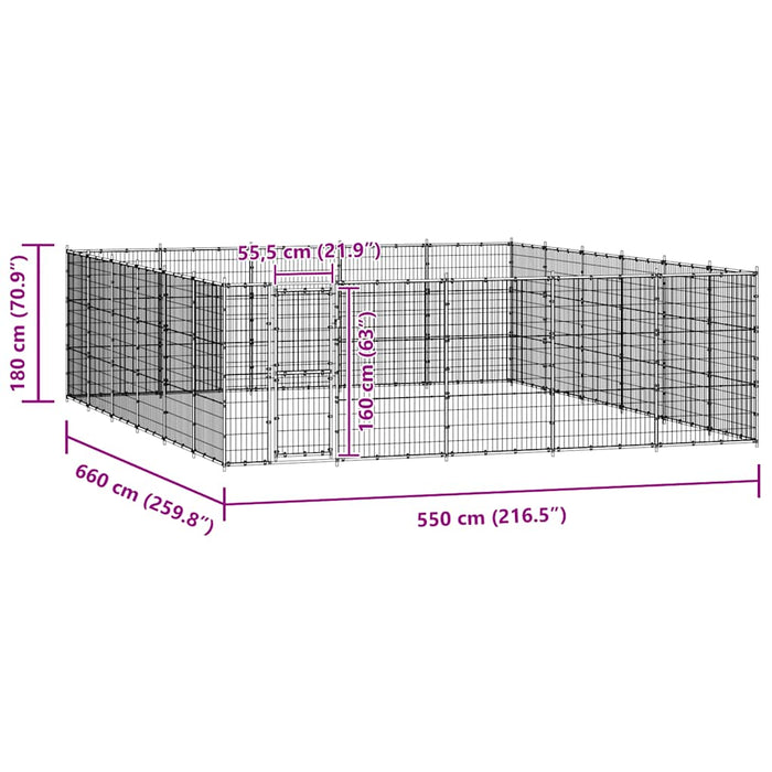 Gabbia per Cani da Esterno in Acciaio 36,3 m² 3082324