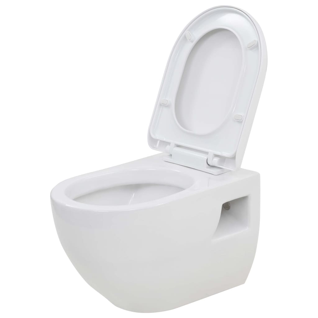 Wc sospeso con cassetta alta in ceramica bianca a scomparsa 02_0003586