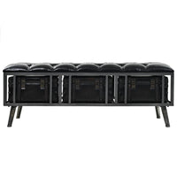 Cassapanca 110 cm Nera in Similpelle cod mxl 50157