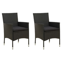 Sedie da Giardino con Cuscini 2 pz in Polyrattan Nere cod mxl 23201
