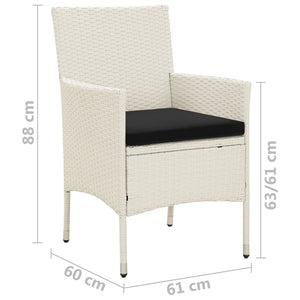 Sedie da Giardino con Cuscini 4 pz in Polyrattan Bianche cod mxl 23204