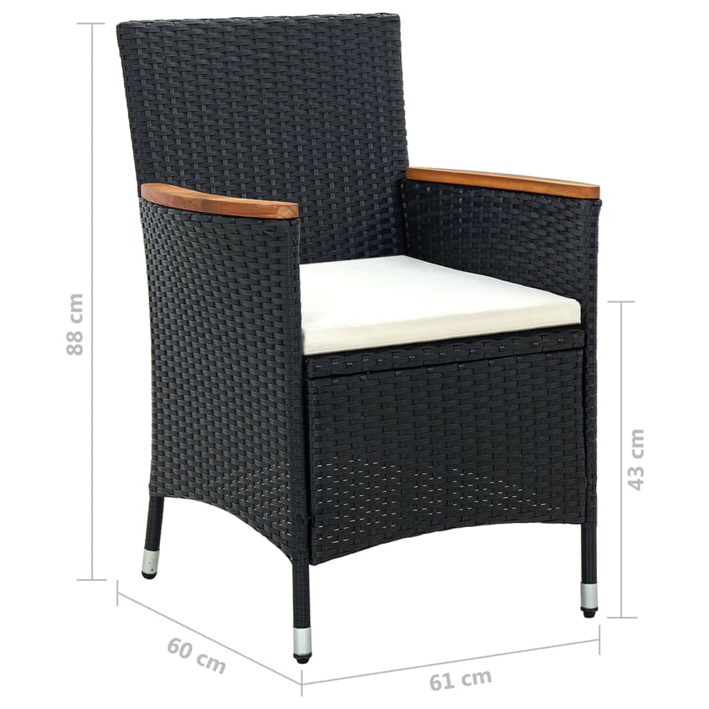 Sedie da Pranzo per Giardino 4 pz in Polyrattan Nero 316695