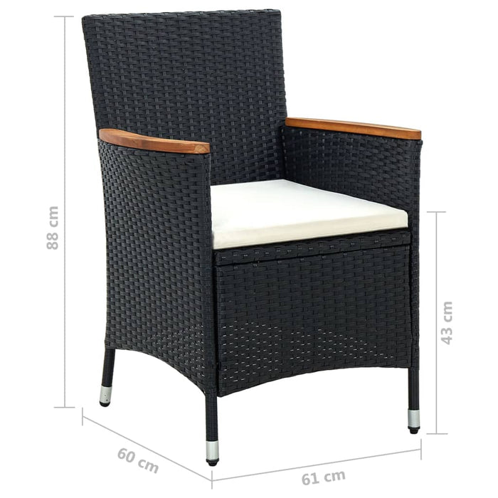 Sedie da Pranzo per Giardino 4 pz in Polyrattan Nero 316695