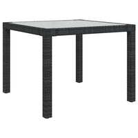 Tavolo Giardino 90x90x75 cm Vetro Temperato e Polyrattan Nero 316698