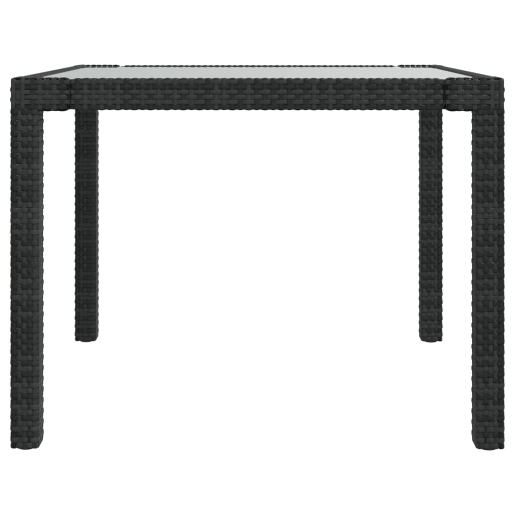 Tavolo Giardino 90x90x75 cm Vetro Temperato e Polyrattan Nero 316698