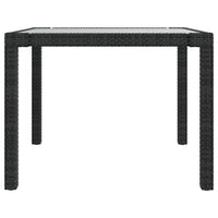 Tavolo Giardino 90x90x75 cm Vetro Temperato e Polyrattan Nero 316698