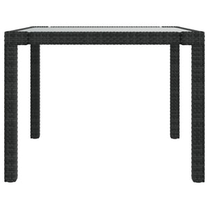Tavolo Giardino 90x90x75 cm Vetro Temperato e Polyrattan Nero 316698