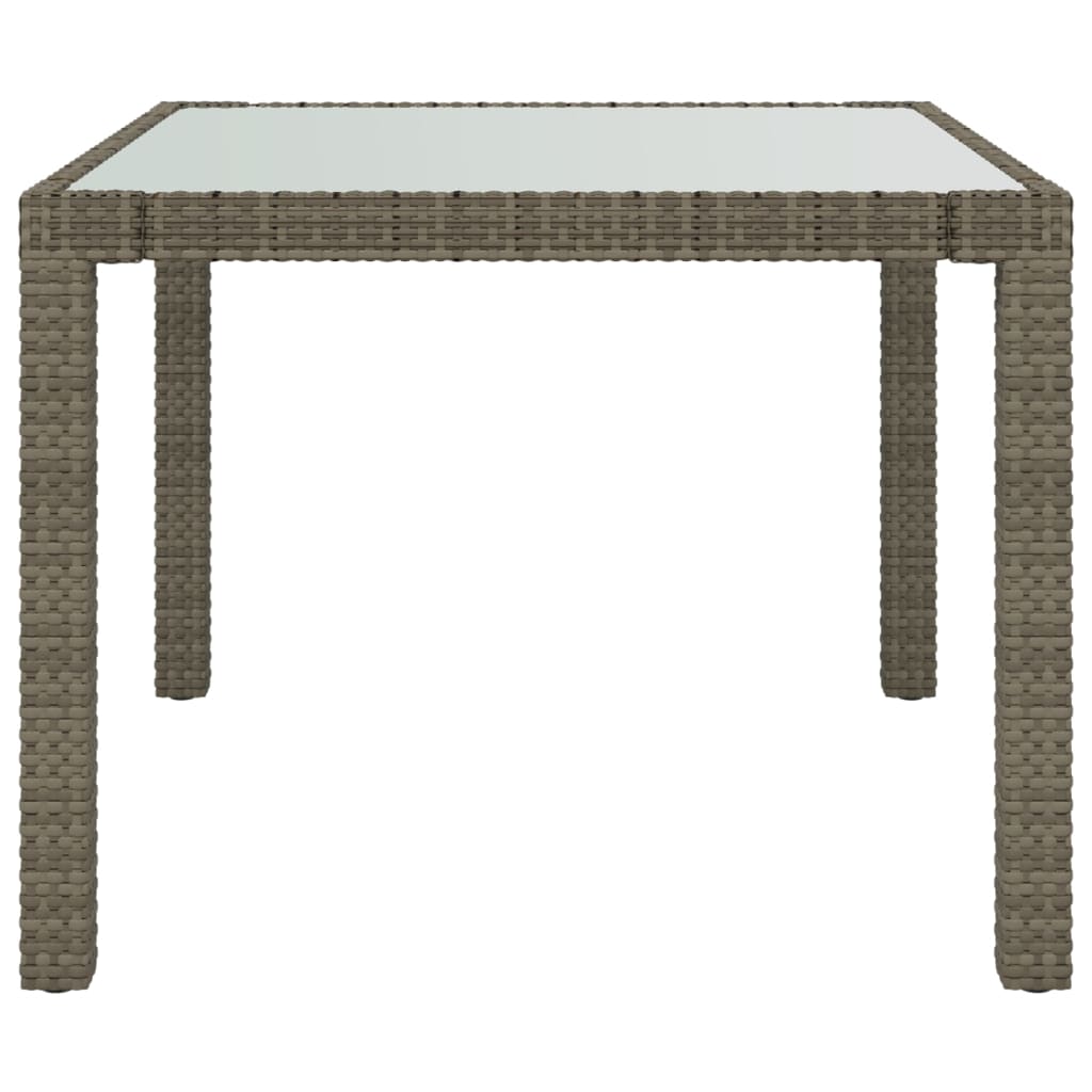 Tavolo Giardino 90x90x75cm Vetro Temperato e Polyrattan Grigio cod mxl 34259