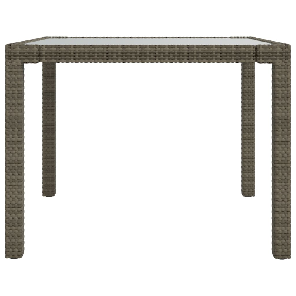Tavolo Giardino 90x90x75cm Vetro Temperato e Polyrattan Grigio cod mxl 34259
