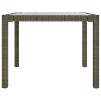 Tavolo Giardino 90x90x75cm Vetro Temperato e Polyrattan Grigio cod mxl 34259
