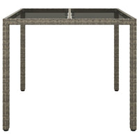 Tavolo Giardino 90x90x75 cm Vetro Temperato e Polyrattan Grigio cod mxl 34209
