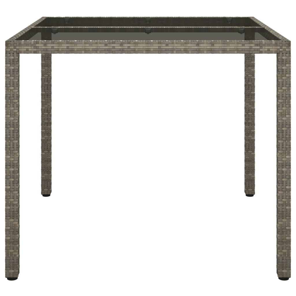 Tavolo Giardino 90x90x75 cm Vetro Temperato e Polyrattan Grigio cod mxl 34209