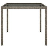 Tavolo Giardino 90x90x75 cm Vetro Temperato e Polyrattan Grigio cod mxl 34209