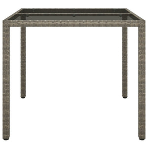 Tavolo Giardino 90x90x75 cm Vetro Temperato e Polyrattan Grigio cod mxl 34209