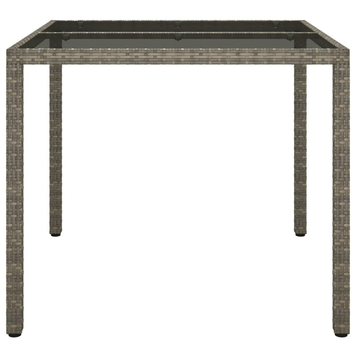 Tavolo Giardino 90x90x75 cm Vetro Temperato e Polyrattan Grigio cod mxl 34209