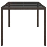 Tavolo Giardino 150x90x75cm Vetro Temperato Polyrattan Marrone cod mxl 34424