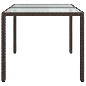 Tavolo Giardino 150x90x75cm Vetro Temperato Polyrattan Marrone 316704