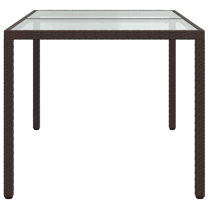 Tavolo Giardino 150x90x75cm Vetro Temperato Polyrattan Marrone 316704