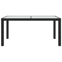Tavolo Giardino 150x90x75 cm Vetro Temperato e Polyrattan Nero 316705