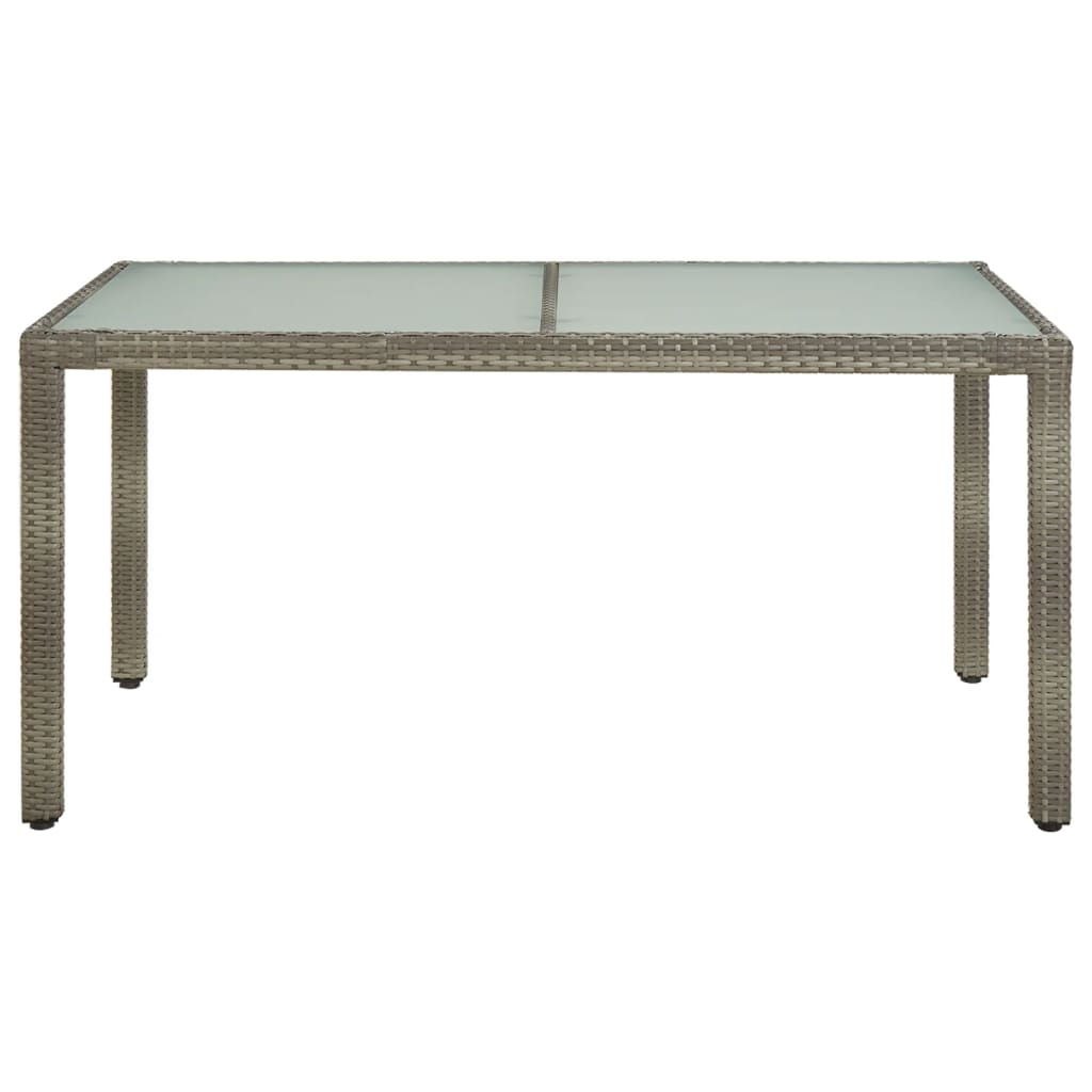 Tavolo Giardino 150x90x75cm Vetro Temperato e Polyrattan Grigio 316707