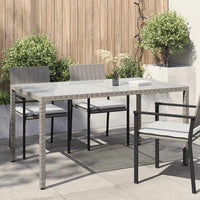 Tavolo Giardino 150x90x75cm Vetro Temperato e Polyrattan Grigio 316707