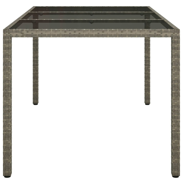 Tavolo Giardino 150x90x75cm Vetro Temperato e Polyrattan Grigio cod mxl 35625
