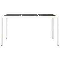 Tavolo Giardino 150x90x75cm Vetro Temperato Polyrattan Bianco