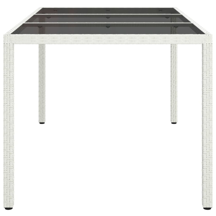 Tavolo Giardino 150x90x75cm Vetro Temperato Polyrattan Bianco