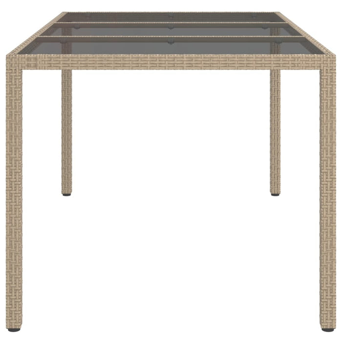 Tavolo Giardino 150x90x75cm Vetro Temperato Polyrattan Beige cod mxl 34273