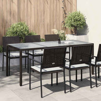 Tavolo Giardino Marrone 190x90x75cm Vetro Temperato Polyrattan 316711