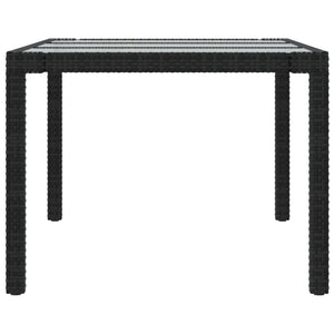 Tavolo Giardino Nero 190x90x75 cm Vetro Temperato e Polyrattan 316712