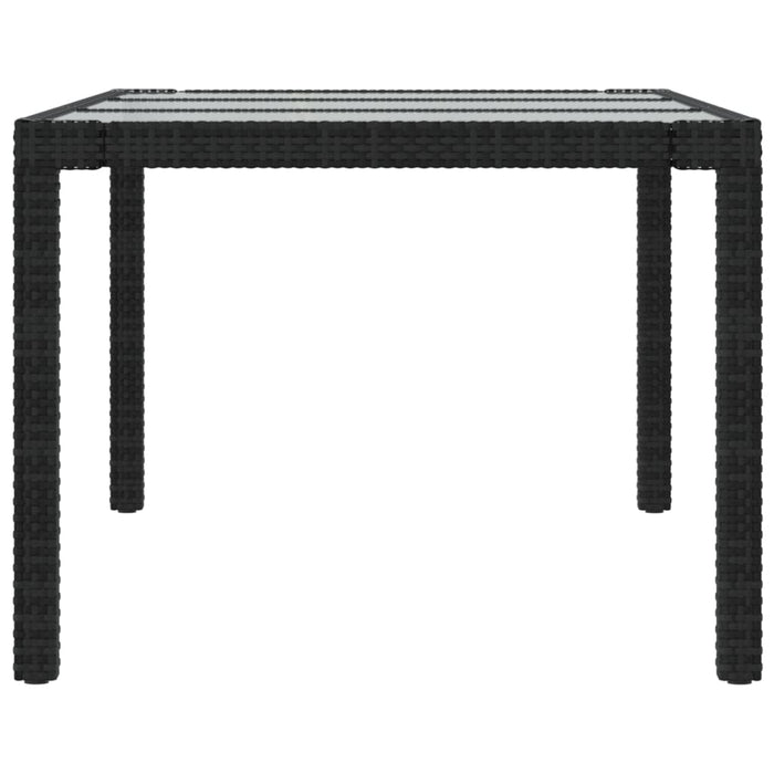 Tavolo Giardino Nero 190x90x75 cm Vetro Temperato e Polyrattan 316712