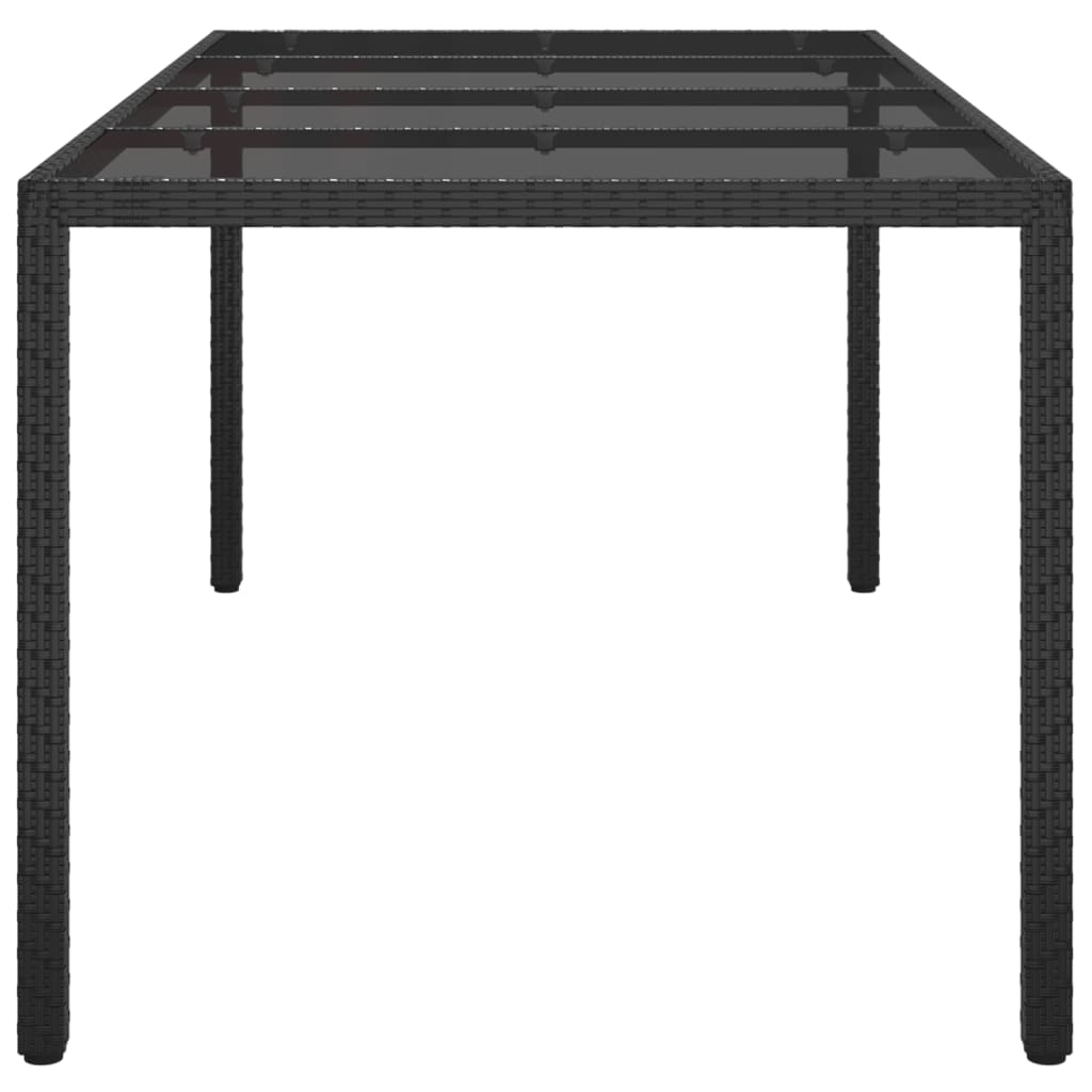 Tavolo Giardino Nero 190x90x75 cm Vetro Temperato Polyrattan