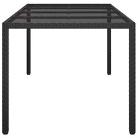 Tavolo Giardino Nero 190x90x75 cm Vetro Temperato Polyrattan