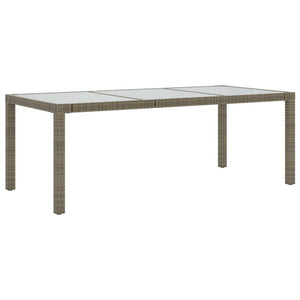 Tavolo Giardino Grigio 190x90x75 cm Vetro Temperato Polyrattan  cod mxl 34096