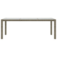 Tavolo Giardino Grigio 190x90x75 cm Vetro Temperato Polyrattan  cod mxl 34096