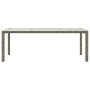 Tavolo Giardino Grigio 190x90x75 cm Vetro Temperato Polyrattan  cod mxl 34096