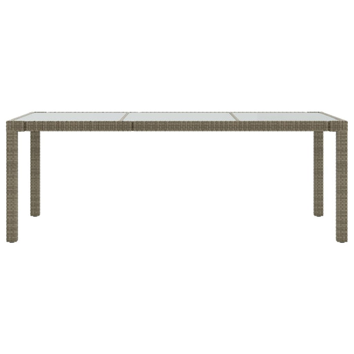 Tavolo Giardino Grigio 190x90x75 cm Vetro Temperato Polyrattan 316714
