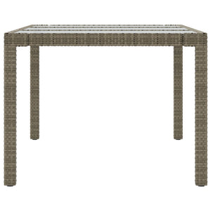 Tavolo Giardino Grigio 190x90x75 cm Vetro Temperato Polyrattan  cod mxl 34096