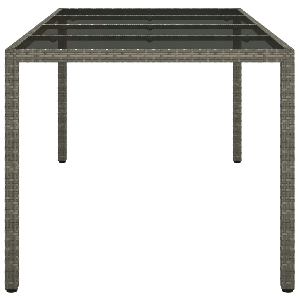 Tavolo Giardino Grigio 190x90x75 cm Vetro Temperato Polyrattan