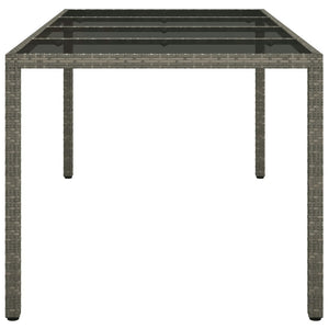 Tavolo Giardino Grigio 190x90x75 cm Vetro Temperato Polyrattan