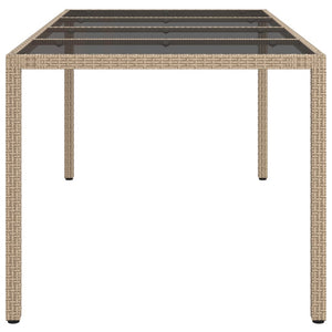 Tavolo Giardino Beige 190x90x75 cm Vetro Temperato Polyrattan 316717