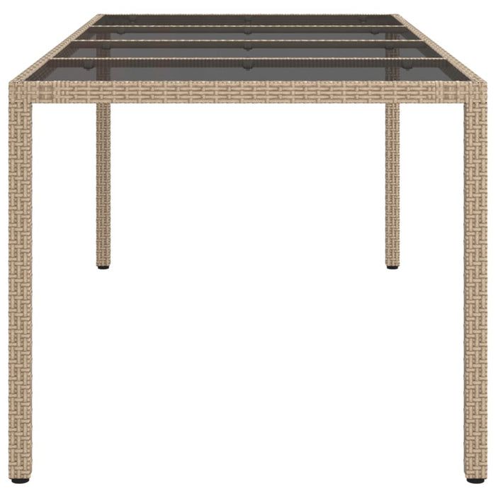Tavolo Giardino Beige 190x90x75 cm Vetro Temperato Polyrattan 316717