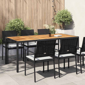 Tavolo da Giardino 190x90x75 cm Polyrattan Legno di Acacia Nero 316722