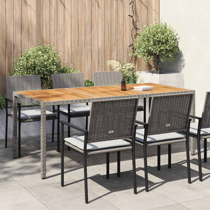 Tavolo Giardino 190x90x75 cm Polyrattan Legno di Acacia Grigio 316723